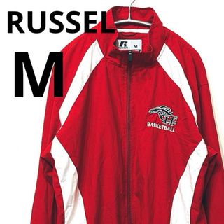 ラッセルアスレティック(Russell Athletic)のRUSSELL ラッセル　ナイロンジャケット 刺繍ロゴ　レッド　M(ナイロンジャケット)