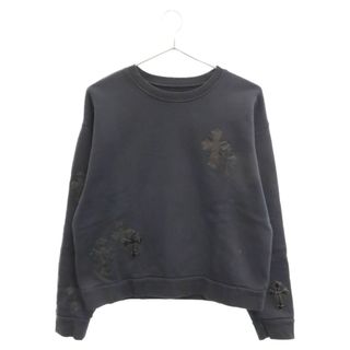 クロムハーツ(Chrome Hearts)のCHROME HEARTS クロムハーツ 22SS GRP Y NOT Crewneck Sweat ワイノット クルーネック スウェットトレーナー ハラコ パテント ラムレザー クロスパッチ ブラック(スウェット)