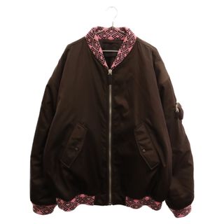 プラダ(PRADA)のPRADA プラダ 21AW Re Nylon Knit Bomber Jacket SGB895 S212 1WQ8 リサイクルナイロンニットボンバージャケット 中綿ブルゾン リナイロン ブラウン/ピンク(フライトジャケット)