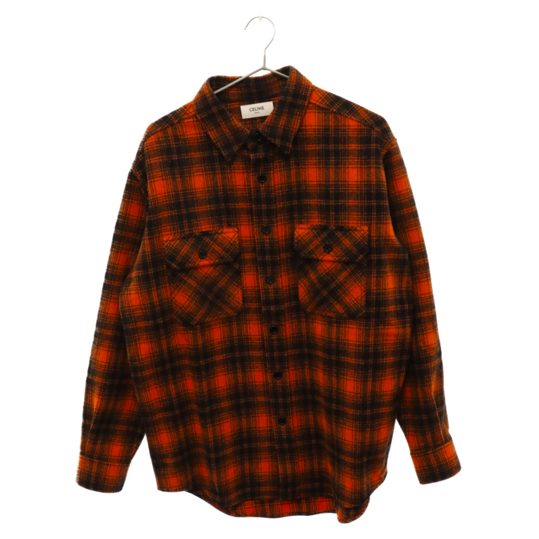 celine(セリーヌ)のCELINE セリーヌ 22SS Loose Shirt in Checked Wool 2C574073Q ウールチェックルーズシャツ 長袖シャツ ドラッグストアカラー ランバージャック オレンジ/ブラック メンズのトップス(シャツ)の商品写真