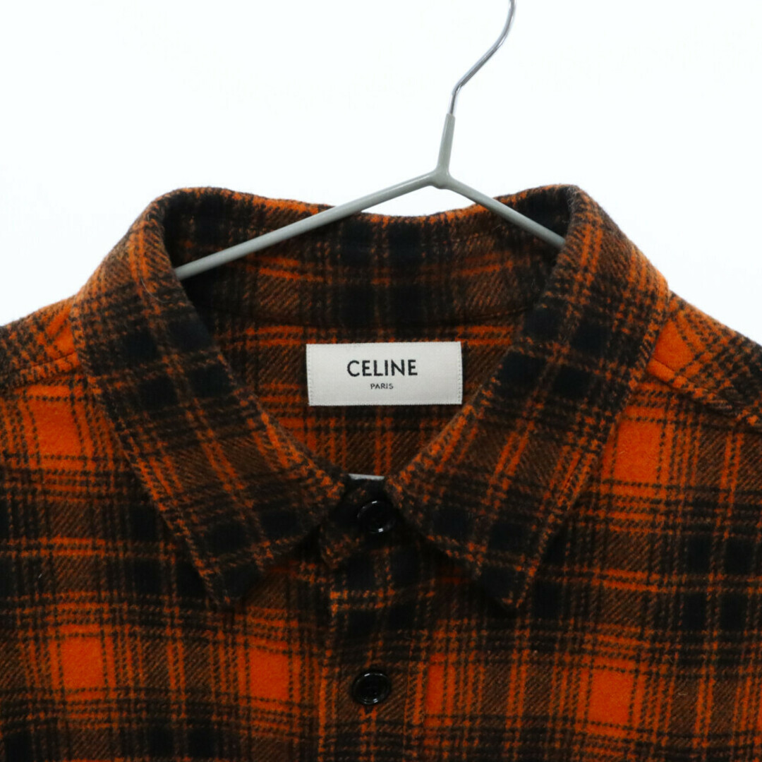 celine(セリーヌ)のCELINE セリーヌ 22SS Loose Shirt in Checked Wool 2C574073Q ウールチェックルーズシャツ 長袖シャツ ドラッグストアカラー ランバージャック オレンジ/ブラック メンズのトップス(シャツ)の商品写真