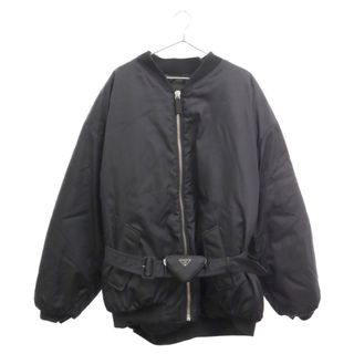 プラダ(PRADA)のPRADA プラダ 22AW RE-NYLON リナイロン 三角プレート ベルテッド ボンバージャケット ブルゾン ブラック SGX093 S222 1WQ8(フライトジャケット)