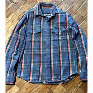 メンズキムタク着 M エム washed indigo check shirts☆L