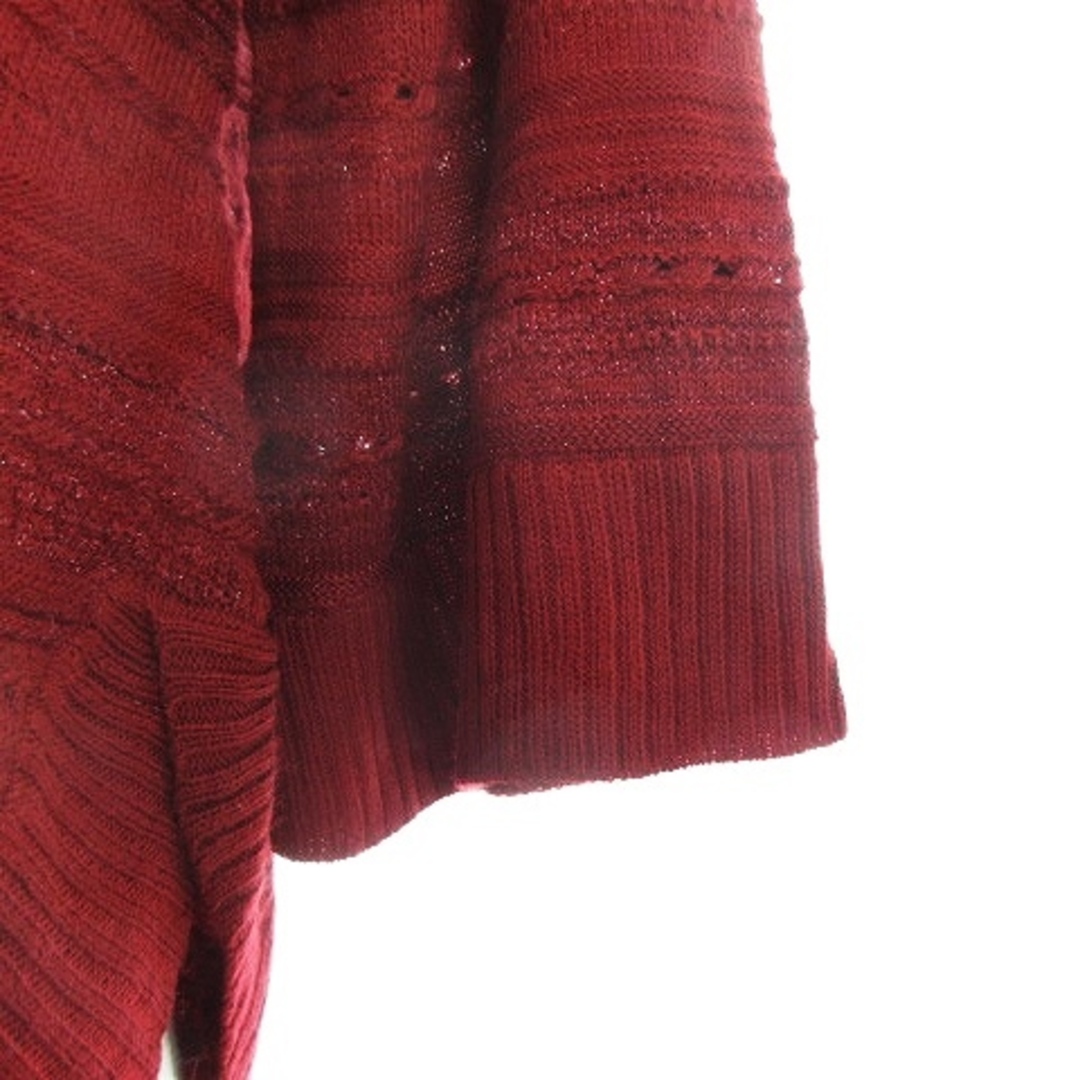 grove(グローブ)のグローブ ニット カットソー 七分袖 ラウンドネック 薄手 総柄 M 赤 レディースのトップス(ニット/セーター)の商品写真