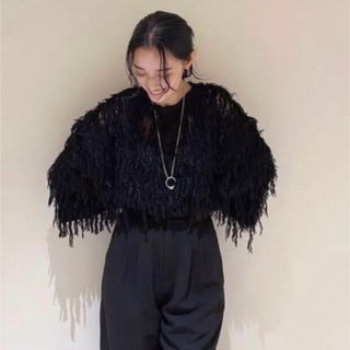 クラネ(CLANE)の新品未使用タグ付きCLANE☆ FRINGE LACE TOPSサイズ1ブラック(シャツ/ブラウス(長袖/七分))