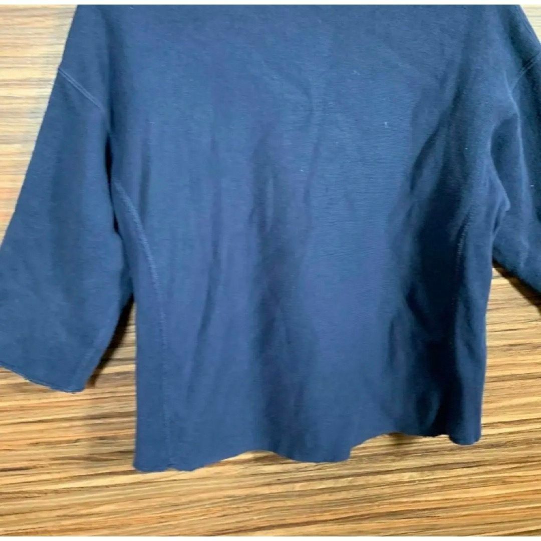 Champion(チャンピオン)のchampion ニット Tシャツ Mサイズ 紺 ネイビー レディース 七分丈 レディースのトップス(Tシャツ(長袖/七分))の商品写真