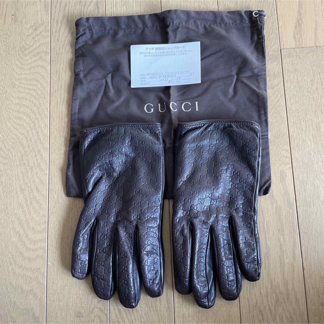 Gucci(グッチ)のグッチGUCCIレザーグローブ 革手袋 中古 メンズのファッション小物(手袋)の商品写真