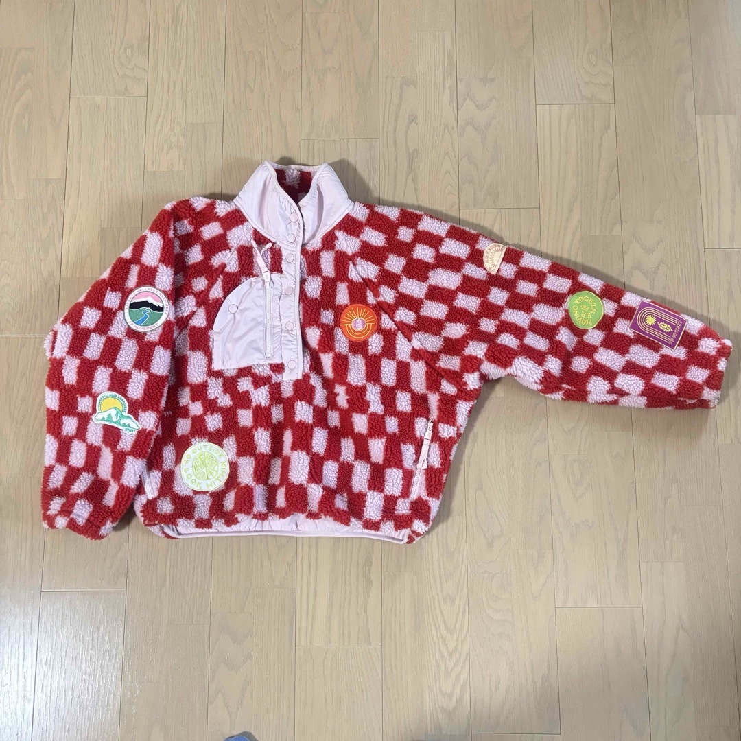 Free people fleece red pink flag checker ジャケット/アウター Free people fleece red pink flag checker ジャケット/アウター
