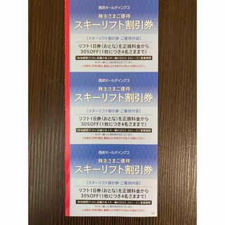 西武ホールディングス株主優待　スキーリフト割引券　10枚(スキー場)