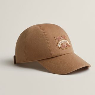 Hermes - エルメス HERMES キャップ ディアスキン×カシミヤ ブラウンの