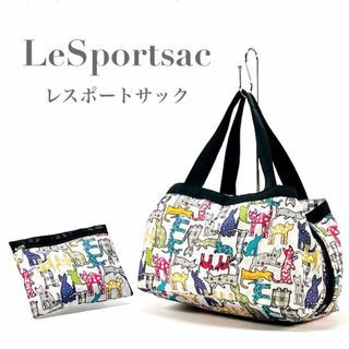 レスポートサック(LeSportsac)の希少品 レスポートサック ボストンバッグ ハンドバッグ ポーチ付 猫 軽量(ボストンバッグ)