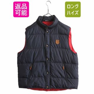 ラルフローレン(Ralph Lauren)の90s ポロ ラルフローレン ナイロン ダウン ベスト メンズ XXL 古着 POLO 90年代 オールド ポロ 重ね着 前開き フルジップ 大きいサイズ 紺(ベスト)