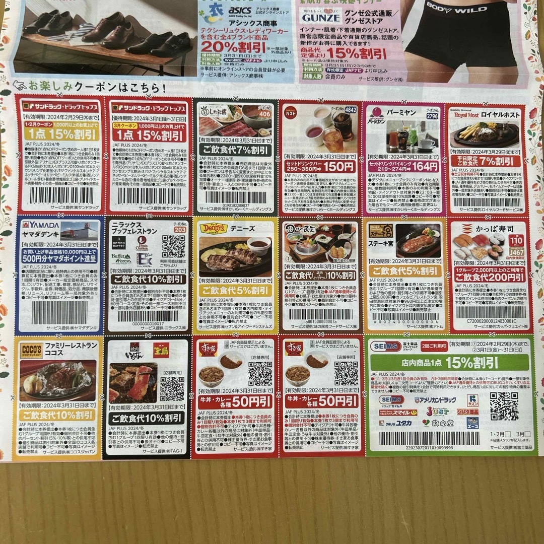 JAF クーポン　関西版　2024年　冬号　winter チケットの優待券/割引券(その他)の商品写真