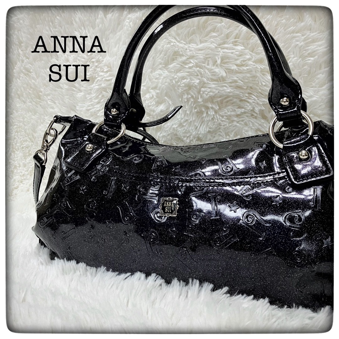 ANNA SUI アナスイ バッグ 蝶 エナメル ベージュ