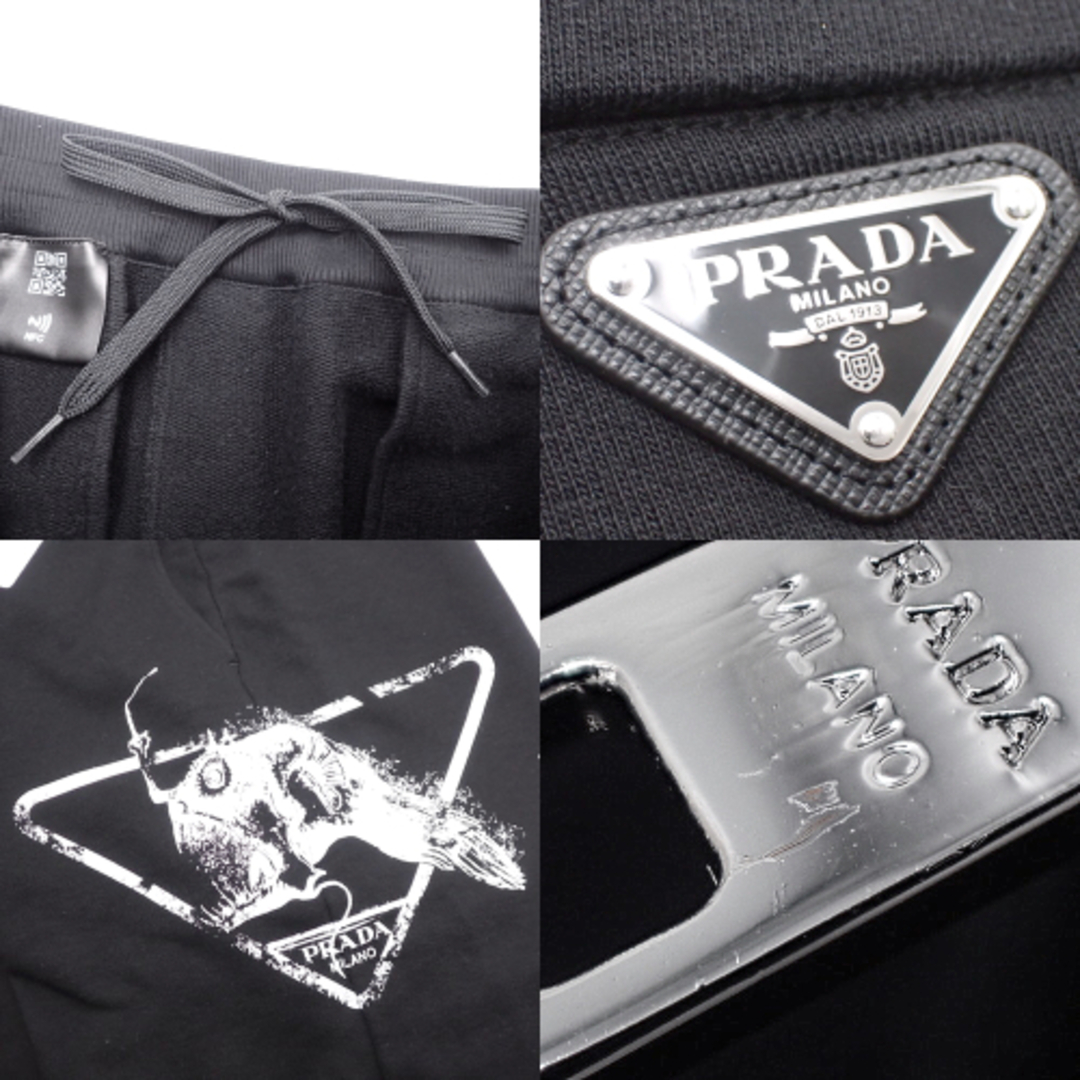 PRADA(プラダ)のPRADA(プラダ) トライアングルロゴ ハーフパンツ ボトムス アパレル ファッション ペイント S コットン ブラック黒 シルバー金具 メンズ 40803001017【中古】【アラモード】 メンズのパンツ(ショートパンツ)の商品写真