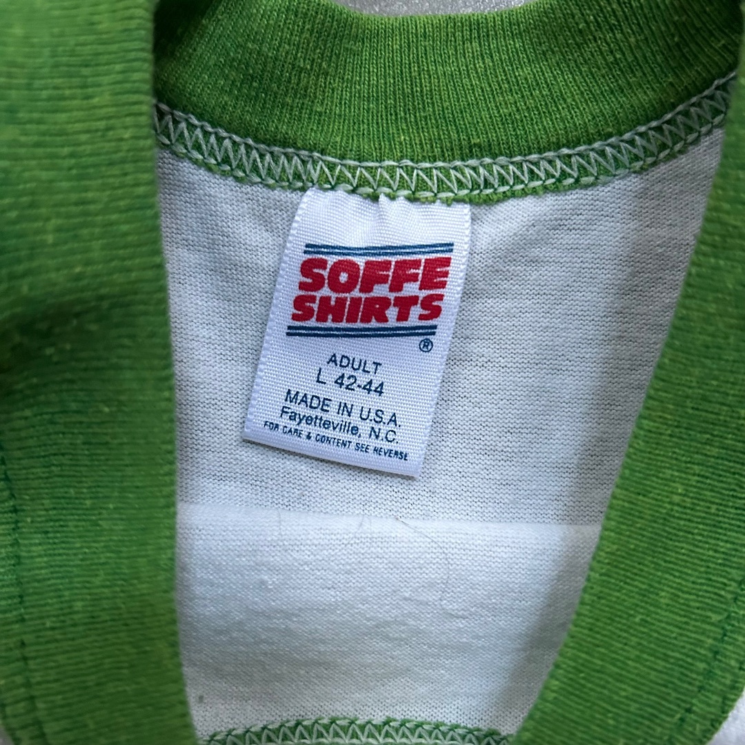80s90s soffe ラグランtシャツ USA製 L ホワイト×グリーン メンズのトップス(Tシャツ/カットソー(七分/長袖))の商品写真