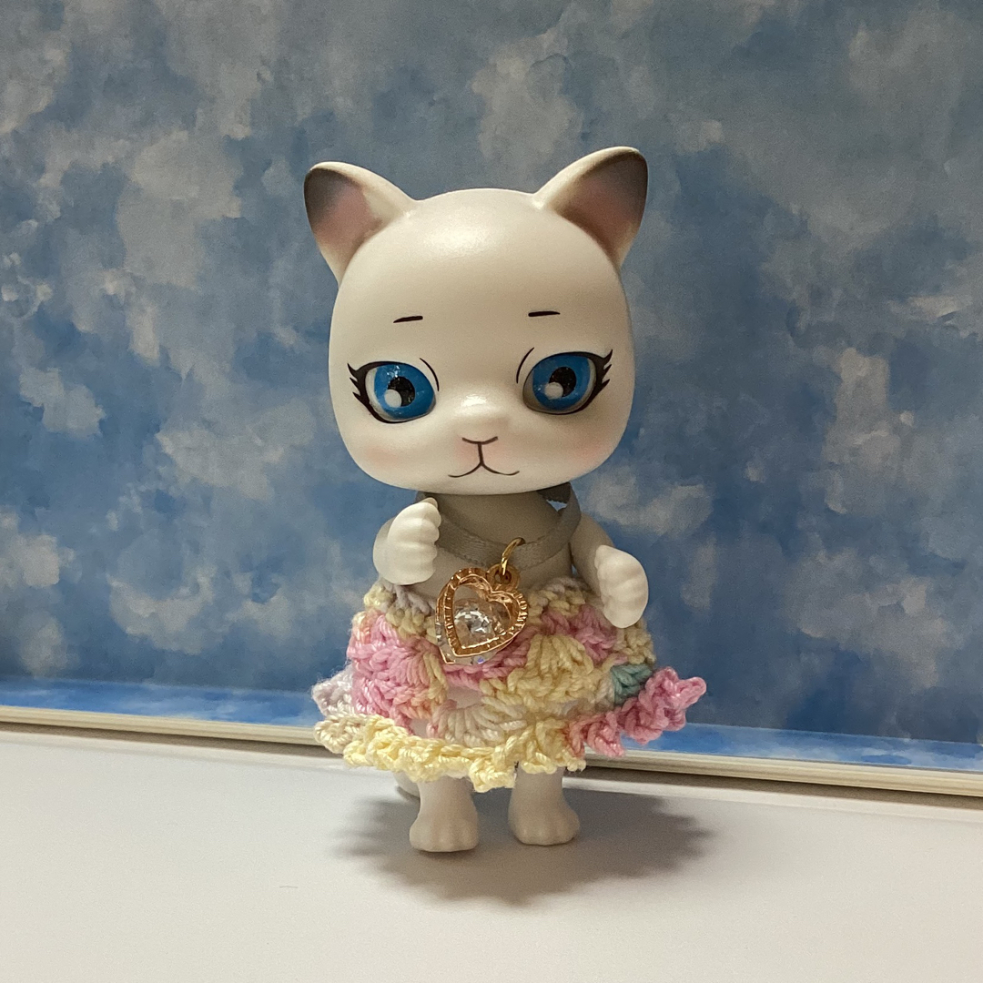 【カプセルドール猫】チョーカー&スカートセット【ぬい服】 ハンドメイドのぬいぐるみ/人形(ぬいぐるみ)の商品写真