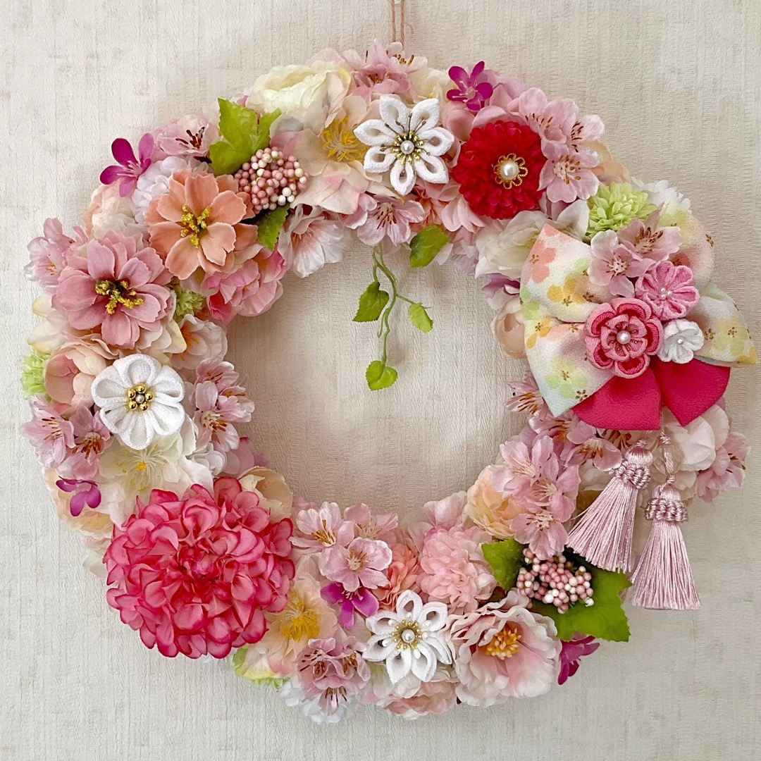 そろろん♡ひな祭り♡桜♡フラワーリース 桜リース 和風桜リース 桃の節句リース フラワーリース ひな祭り