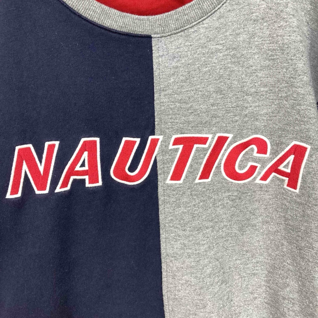 NAUTICA(ノーティカ)のノーティカ バイカラー 切替 刺繍ワッペン ビッグロゴ スウェット トレーナー メンズのトップス(スウェット)の商品写真