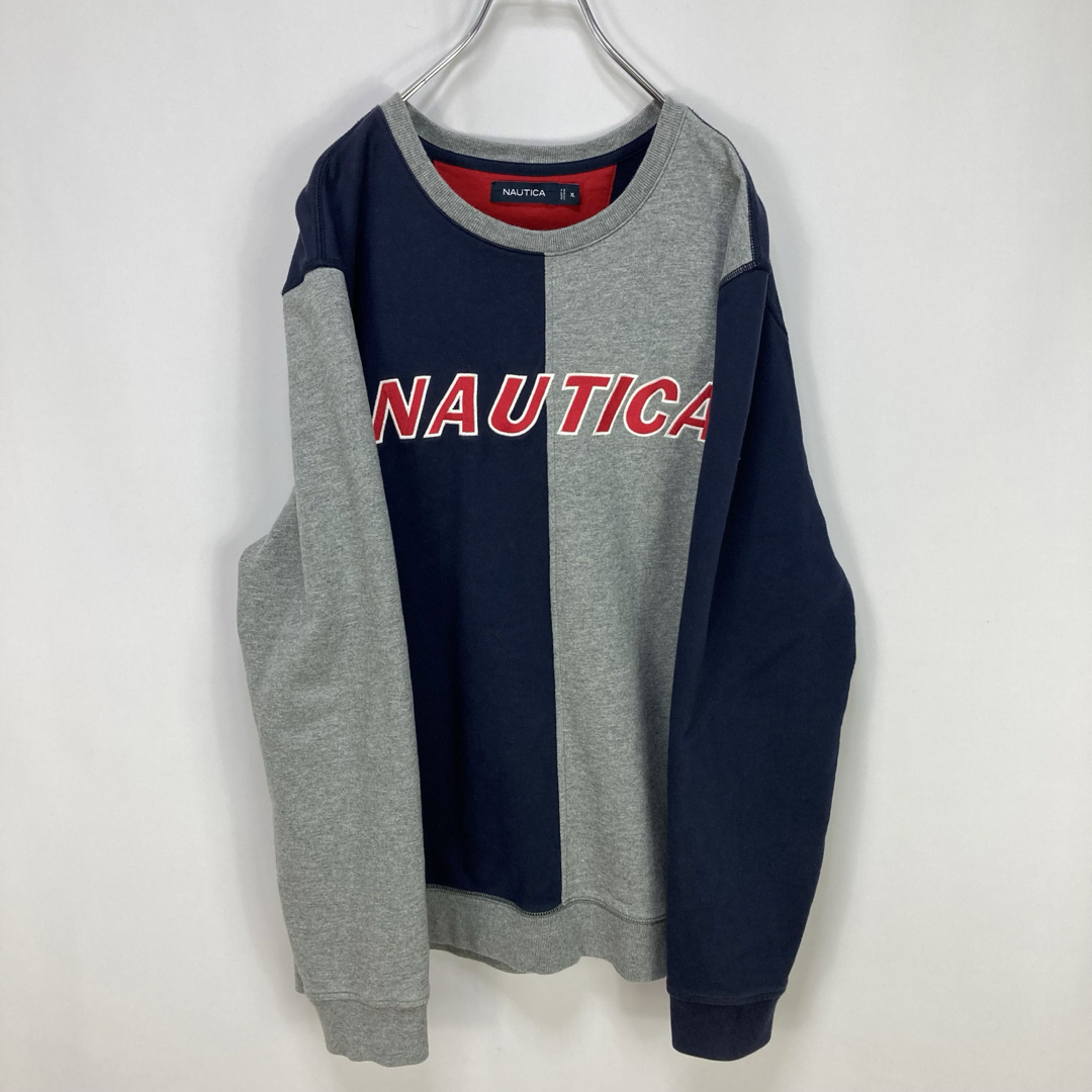 NAUTICA(ノーティカ)のノーティカ バイカラー 切替 刺繍ワッペン ビッグロゴ スウェット トレーナー メンズのトップス(スウェット)の商品写真