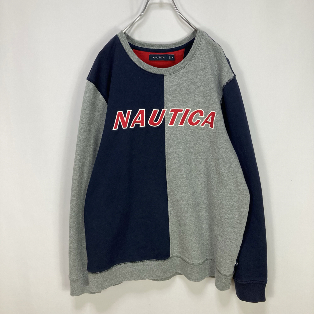 NAUTICA(ノーティカ)のノーティカ バイカラー 切替 刺繍ワッペン ビッグロゴ スウェット トレーナー メンズのトップス(スウェット)の商品写真