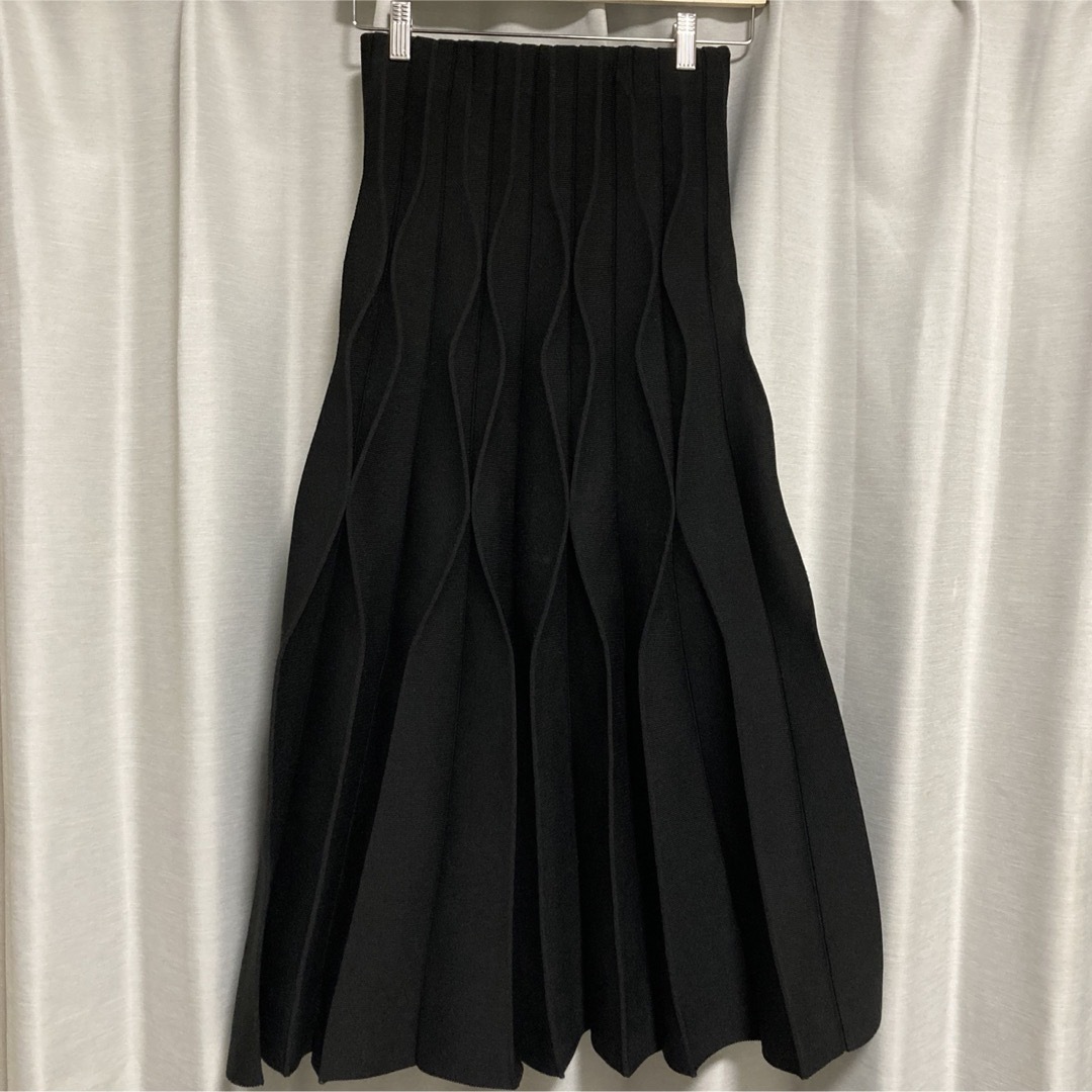 ameri vintage WAVE PLEATS KNIT SKIRT