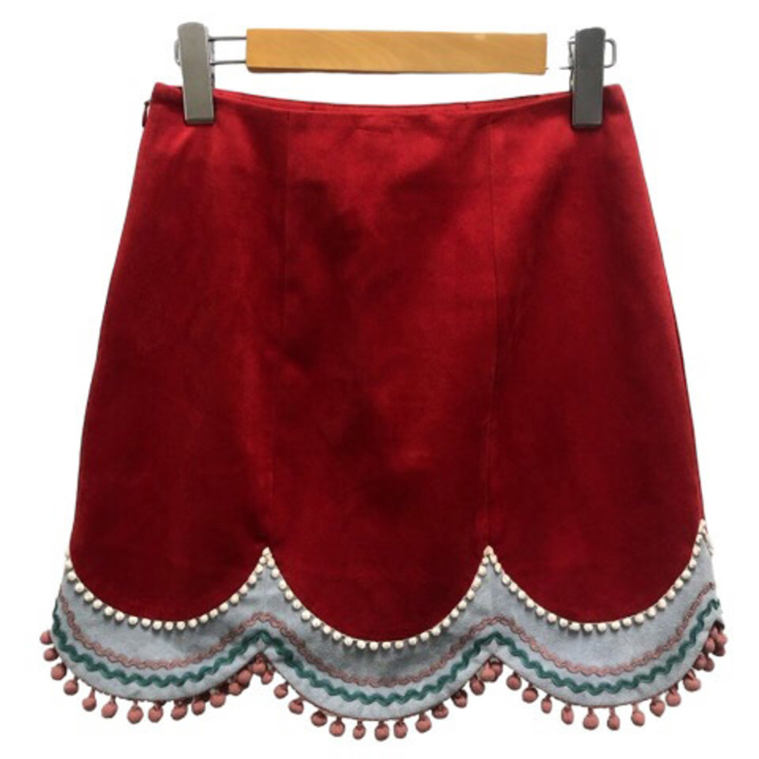 Lily Brown(リリーブラウン)のリリーブラウン スカート フレア 刺繍 ミニ丈 0 赤 水色 桃 白 レディース レディースのスカート(その他)の商品写真