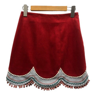 リリーブラウン スカート フレア 刺繍 ミニ丈 0 赤 水色 桃 白 レディース