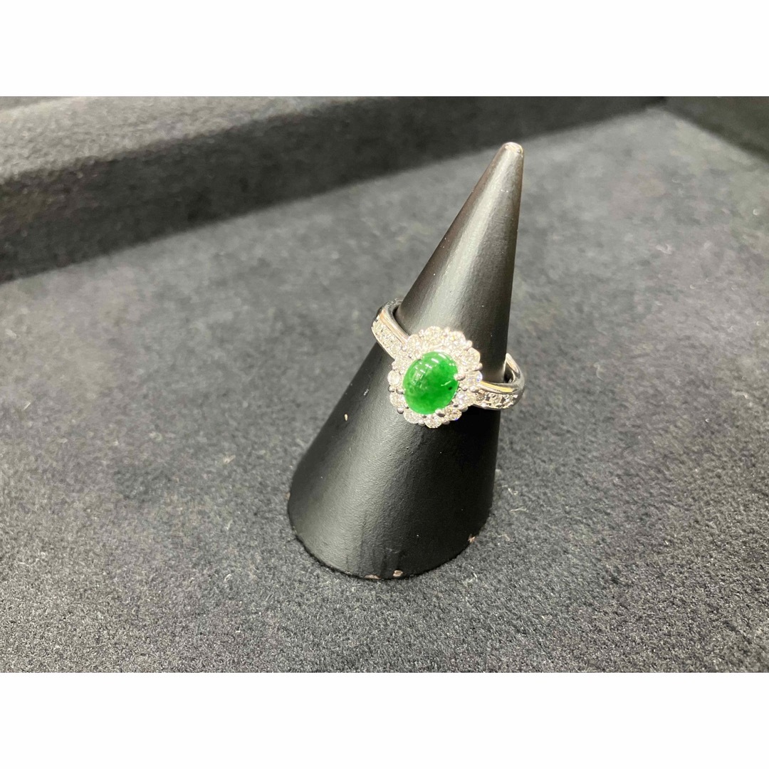 Pt900 翡翠 ヒスイ 0.78ct ダイヤモンド 0.56ct 指輪 リング Pt900 翡翠 ヒスイ 0.78ct ダイヤモンド 0.56ct 指輪 リング