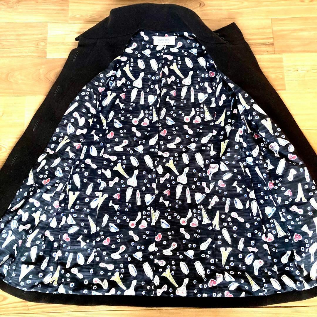 SONIA RYKIEL(ソニアリキエル)のソニアバイソニアリキエル ウールカシミヤコート Ｍサイズ相当 裏地イラスト レディースのジャケット/アウター(スプリングコート)の商品写真