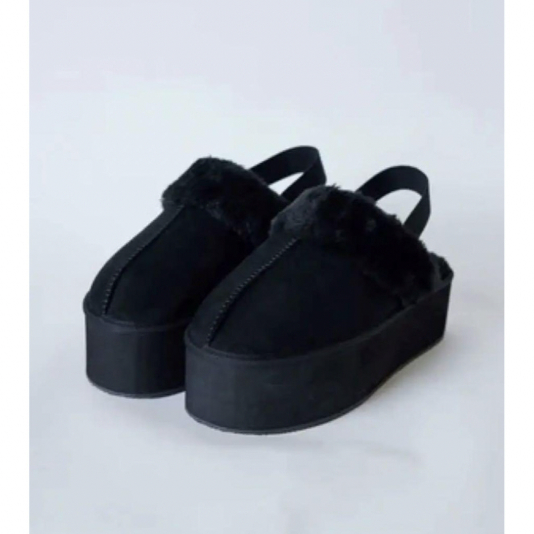 WEGO(ウィゴー)のwego ムートンサボ　厚底　ブラック　Lサイズ レディースの靴/シューズ(スリッポン/モカシン)の商品写真