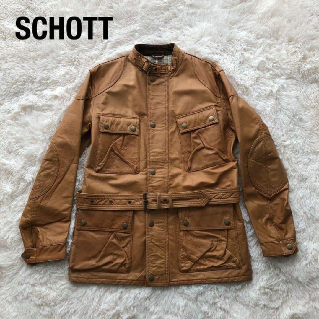 schott(ショット)のSchottショットレザージャケット　モーターサイクルジャケットキャメル牛革 メンズのジャケット/アウター(レザージャケット)の商品写真