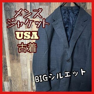 テーラード メンズ XL グレー チェック USA古着 90s 長袖 ジャケット(テーラードジャケット)