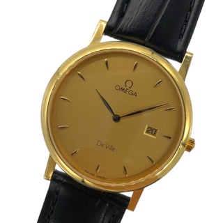 オメガ(OMEGA)の　オメガ OMEGA デビル ゴールド K18YG/アリゲーターレザーベルト（社外） ユニセックス 腕時計(腕時計)