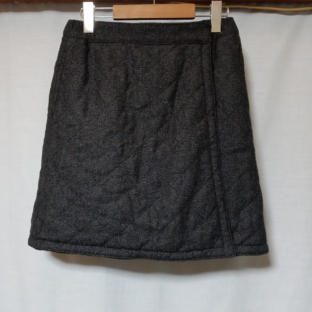 美品 中綿 裏起毛 防風ウォームイージー ツイードスカート ひざ掛け レディースのスカート(ひざ丈スカート)の商品写真