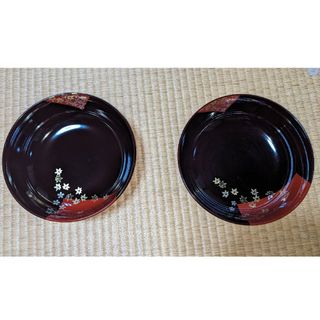 御菓子鉢 2個セット 漆器 山中漆器 モミジ柄(食器)