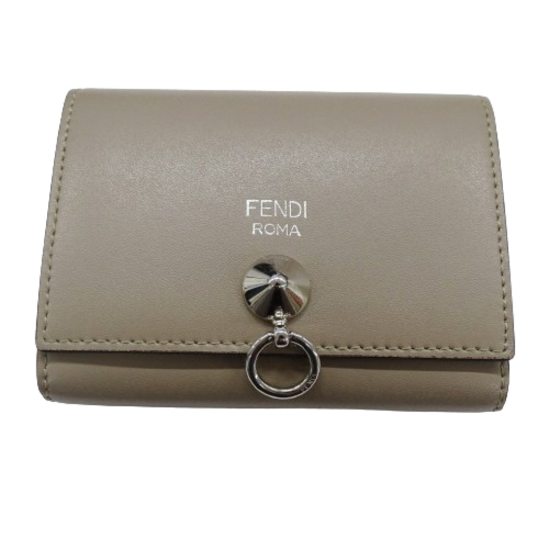 FENDI(フェンディ)のフェンディ FENDI カードケース レディース メンズ ブランド 名刺入れ レザー バイザウェイ グレージュ シルバー金具 8M0217 【中古】 レディースのファッション小物(パスケース/IDカードホルダー)の商品写真