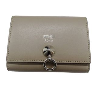 フェンディ(FENDI)のフェンディ FENDI カードケース レディース メンズ ブランド 名刺入れ レザー バイザウェイ グレージュ シルバー金具 8M0217 【中古】(パスケース/IDカードホルダー)