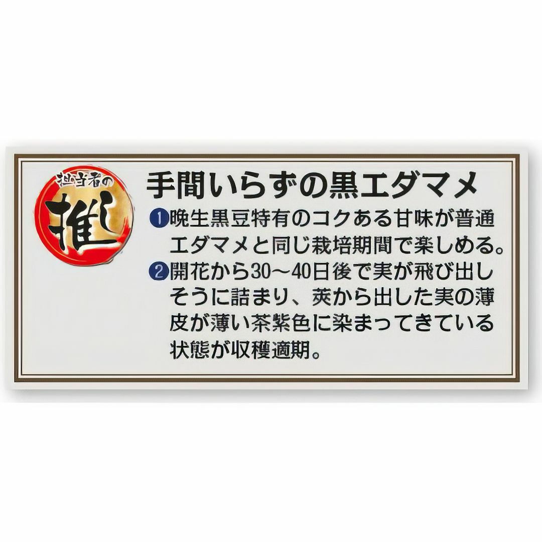 野菜種子 TVK08 快豆黒頭巾黒エダマメ 8粒 x 2袋 食品/飲料/酒の食品(野菜)の商品写真