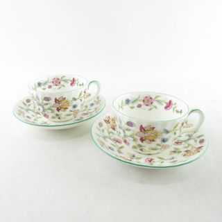 ミントン(MINTON)の美品 MINTON ミントン ハドンホール カップ＆ソーサー 2客 セット 花柄 グリーン ティー コーヒー SC7734B3 (グラス/カップ)