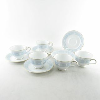 ノリタケ(Noritake)の美品 Noritake ノリタケ レースウッド ゴールド カップ＆ソーサー 5客 セット 花柄 ティー コーヒー SC7735B3 (グラス/カップ)