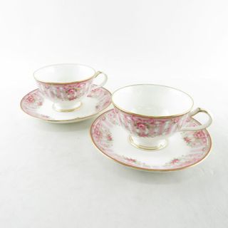 ノリタケ(Noritake)の美品 Noritake ノリタケ ローズガーデン カップ＆ソーサー 2客 セット リボン 花柄 ゴールド 4642 SC7736B3 (グラス/カップ)