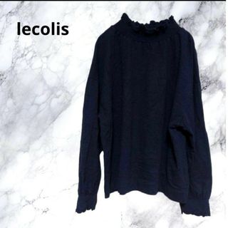 lecolis ルコリ　カットソー　長袖　ハイネック　フリル　黒　Ｆ　ボックス(カットソー(長袖/七分))