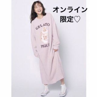 ジェラートピケ(gelato pique)の正規品♡CAT&DOGジャガードワンピース♡ピンク(ルームウェア)