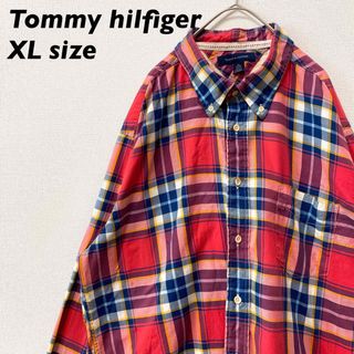 トミーヒルフィガー(TOMMY HILFIGER)のトミーヒルフィガー　長袖シャツ　ボタンダウン　チェック　男女兼用　XLサイズ(シャツ)