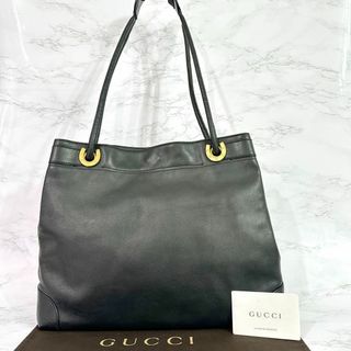 グッチ(Gucci)のグッチ GUCCI トートバッグ ホースシュー ゴールド金具 レザー ブラック(トートバッグ)