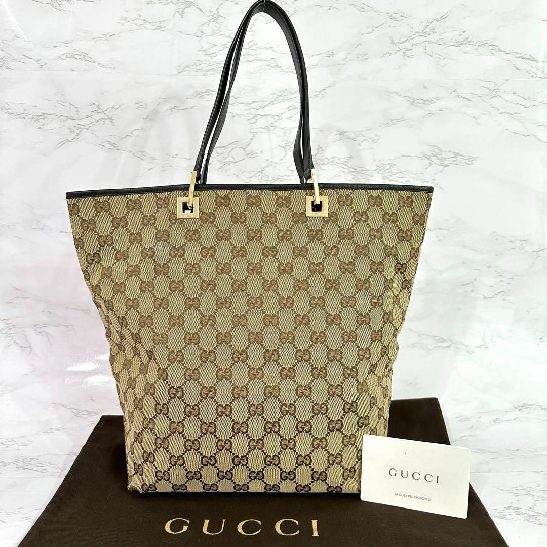 Gucci(グッチ)のグッチ GUCCI トートバッグ GGキャンバス レザー ブラウン レディースのバッグ(トートバッグ)の商品写真