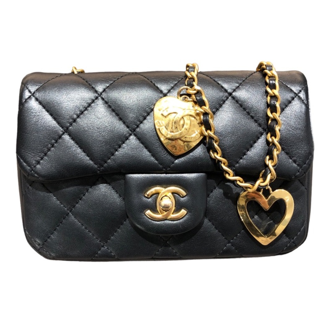 約4cm開閉式シャネル CHANEL ミニマトラッセ20 AS3456 ブラック/GD金具 ラムスキン レディース ショルダーバッグ