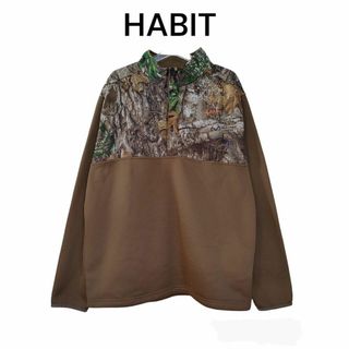 HABIT　リアルツリーカモ　古着　フリース　ハーフジップ　ボタン(スウェット)