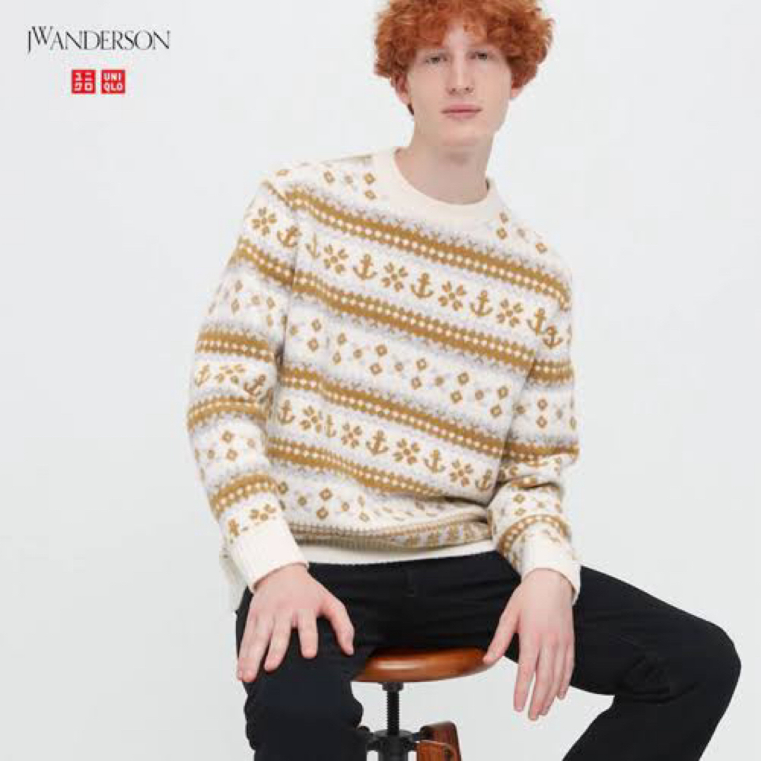 J.W.ANDERSON(ジェイダブリューアンダーソン)のsale!新品タグ付☆UNIQLO×JW Anderson☆スフレヤーンセーター メンズのトップス(ニット/セーター)の商品写真